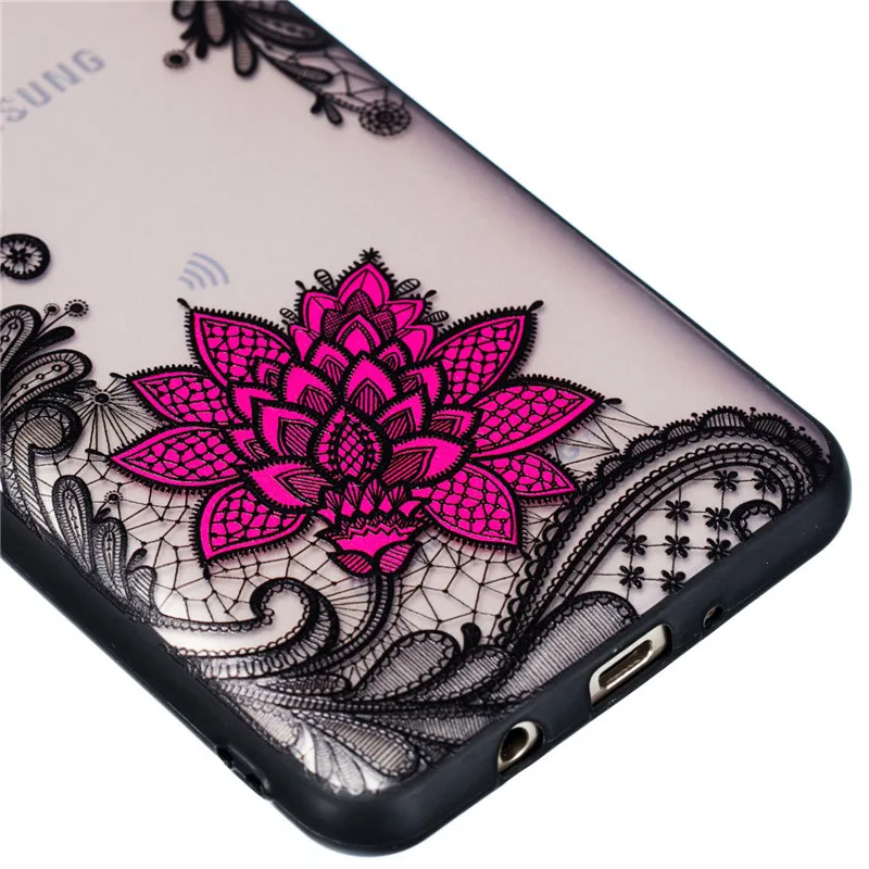 For Samsung Galaxy J5 2016 Cover Lace Black Rose Phone Case Embroidery Foral J510 Fundas |