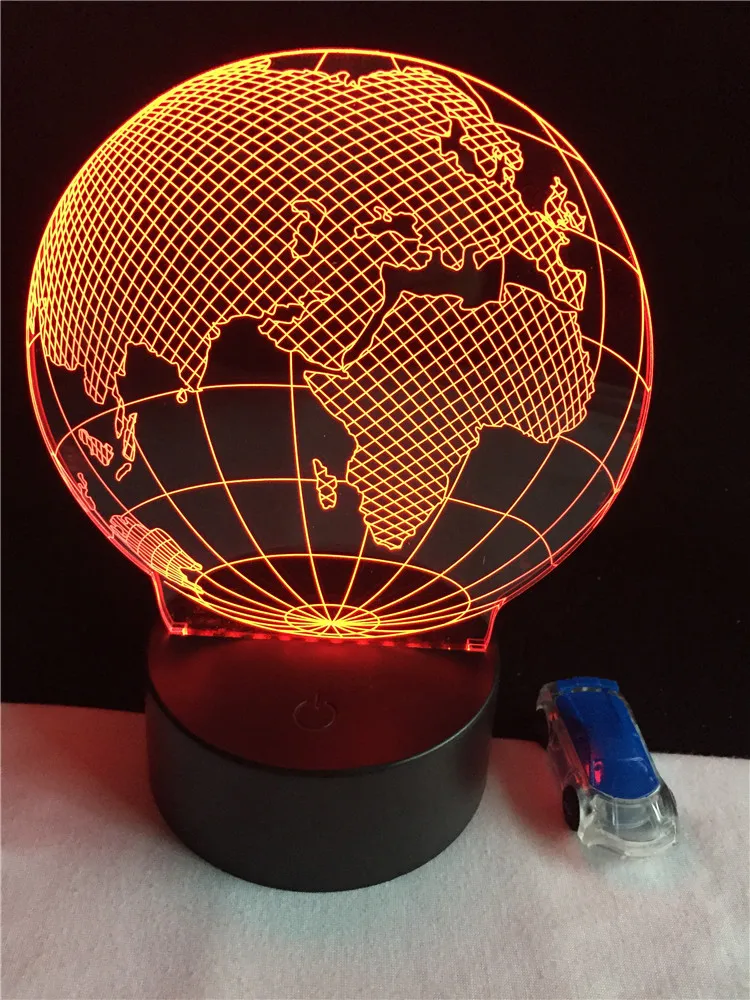 3d лампа в виде карты Европы и Африки светодиодсветодиодный разноцветная ночная с
