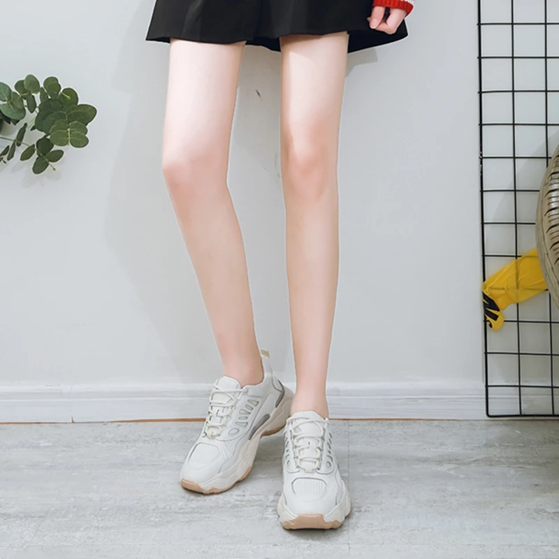 Женская Вулканизированная обувь Модные Бежевые удобные женские туфли на толстой