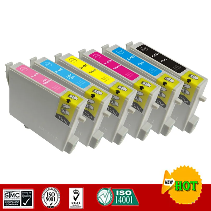 Совместимые картриджи для T0481-T0486 Подходит Epson R200 R220 R300 R300M R320 R340 RX500 RX600 RX620 RX640 и т. Д.