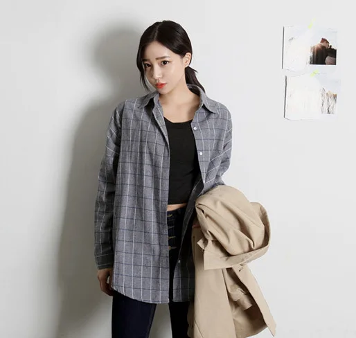 

2014 Real Special Offer Full Blue Free Sleeve Buttons Blusas Blouse Preppy Style Loose Color Block Decoration Long-sleeve Shirt