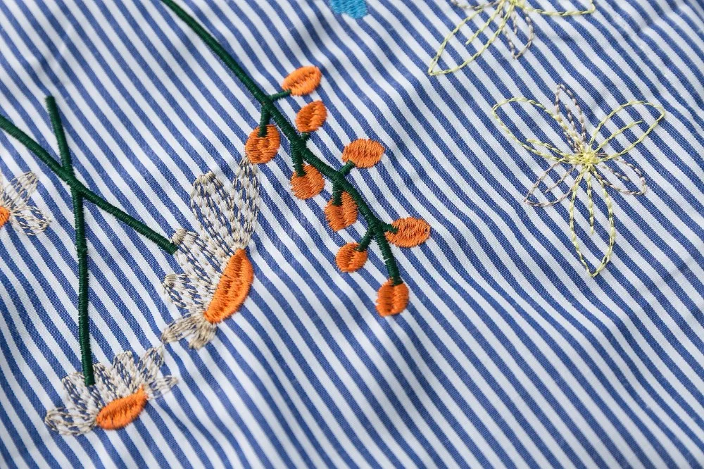 JKKUCOCO Butterfly Flowers Embroidery blouse shirt Cotton Women Shirt Long Sleeve Loose Casual tops shirts C40 |