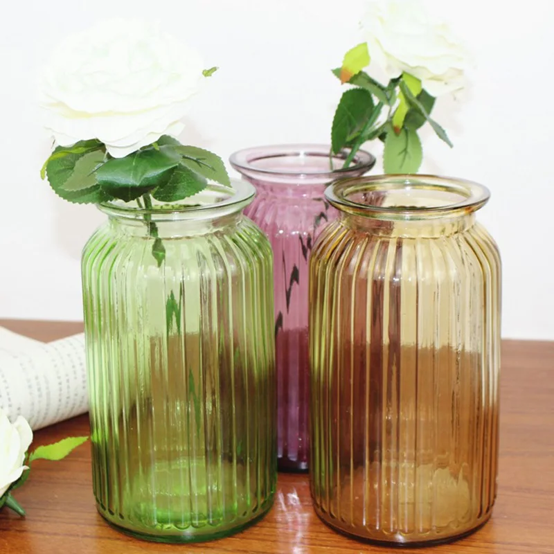 Стеклянная ваза ручной работы цветная Цветочная бутылка украшения для дома