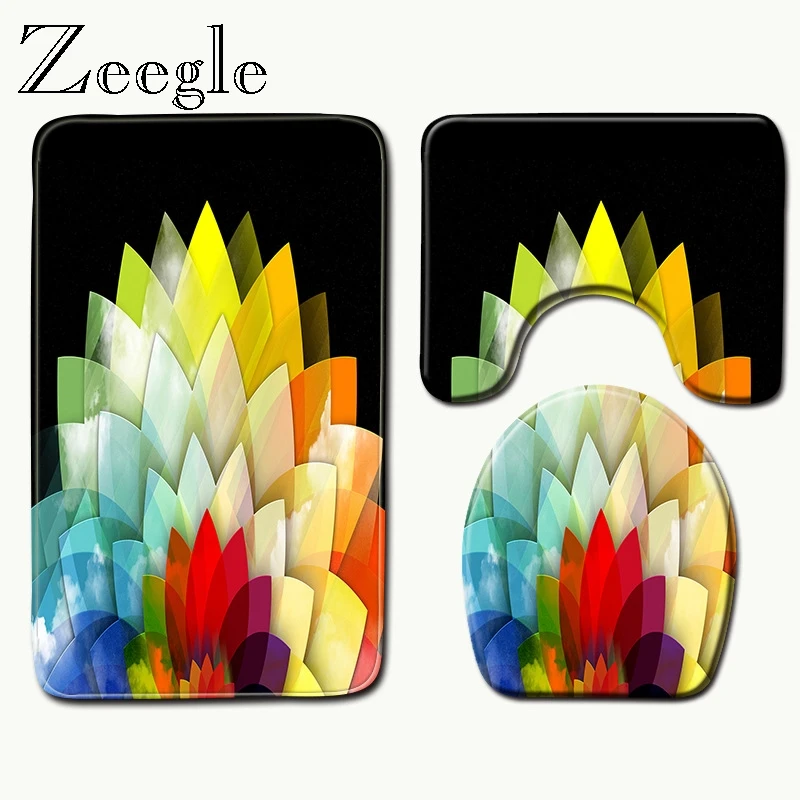 Zeegle Нескользящие 3 шт. коврики для ванной комнаты Набор фланель Ванная комната