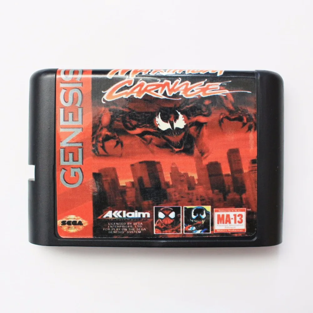 Карточка SEGA MD для Sega Mega Drive Человек паук и яд|sega md game card|maximum carnagesega games |