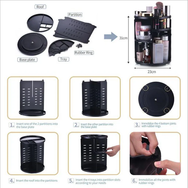 Модный вращающийся на 360 градусов Органайзер для туалетного столика настольный
