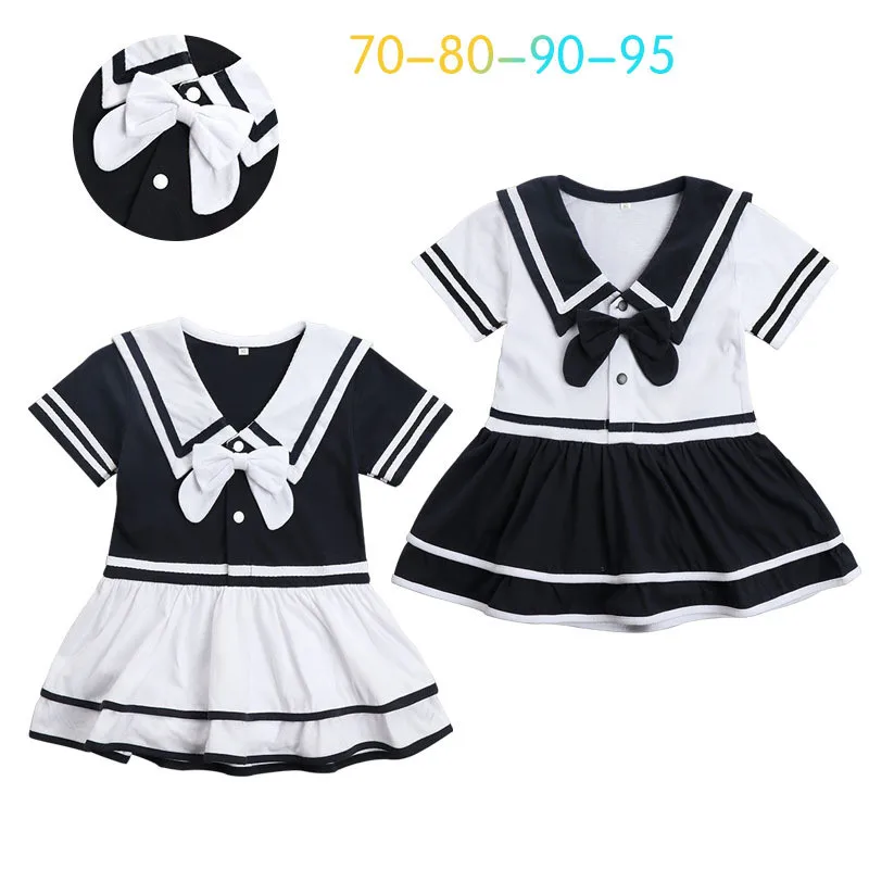 Детская летняя одежда Новая для малышей Одежда маленьких девочек в морском стиле