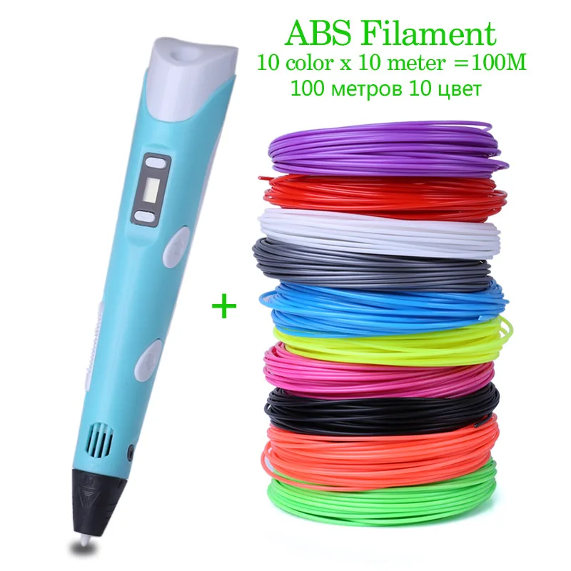 Pen With 100M ABS 3d Рисунок пером печать волшебная ручка 100/200 м abs 1,75 мм нити smart 3 d принтер ручки для детей подарок на день рождения в стиле «граффити» - Цвет: Pen With 100M ABS