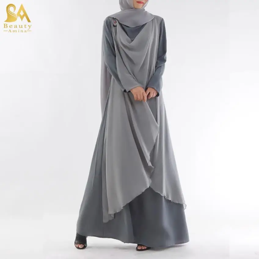 Роскошный комплект из двух предметов мусульманское кружево Abaya полная длина