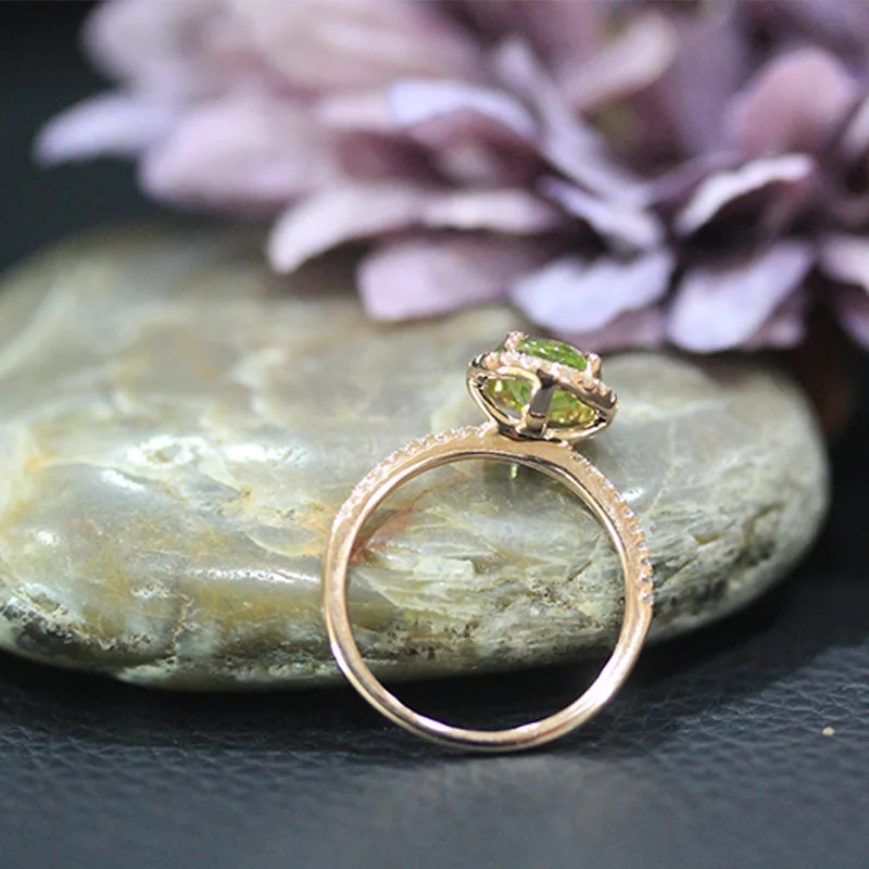 DUPUY женское кольцо для перидот в честь помолвки 7 мм 1.1ct круглая огранка