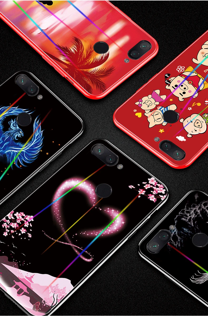 Светящийся чехол для телефона Xiaomi 8 Lite 9 6X A2 чехлы с ночным блеском и градиентом