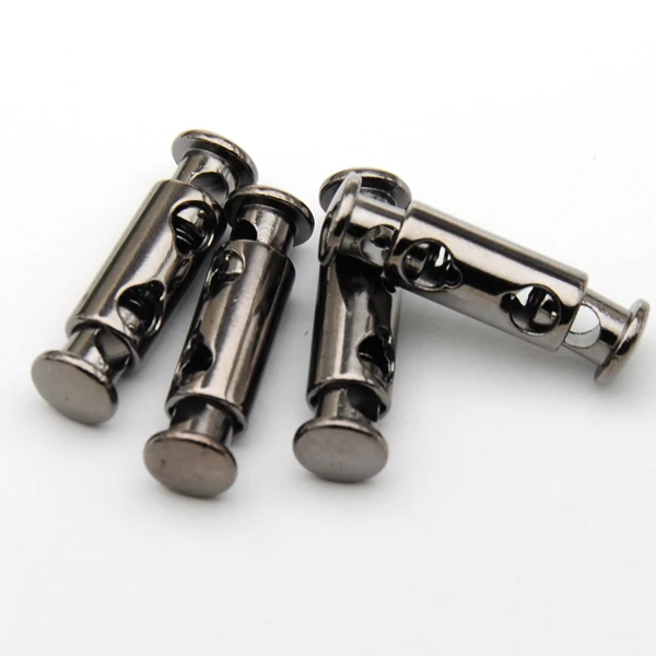 

DIY 30pcs/lot Black nickle metal alloy stoppers toggle cord locks Drawstring lock one holes for 4.5mm cord gun metal STP-021