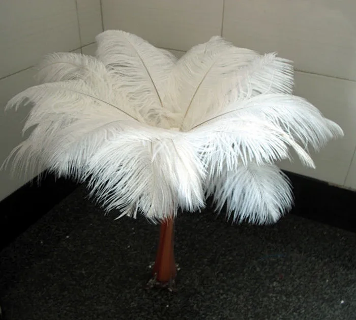 Оптовая продажа натуральный жесткий стержень 100 шт./лот белые страусиные перья