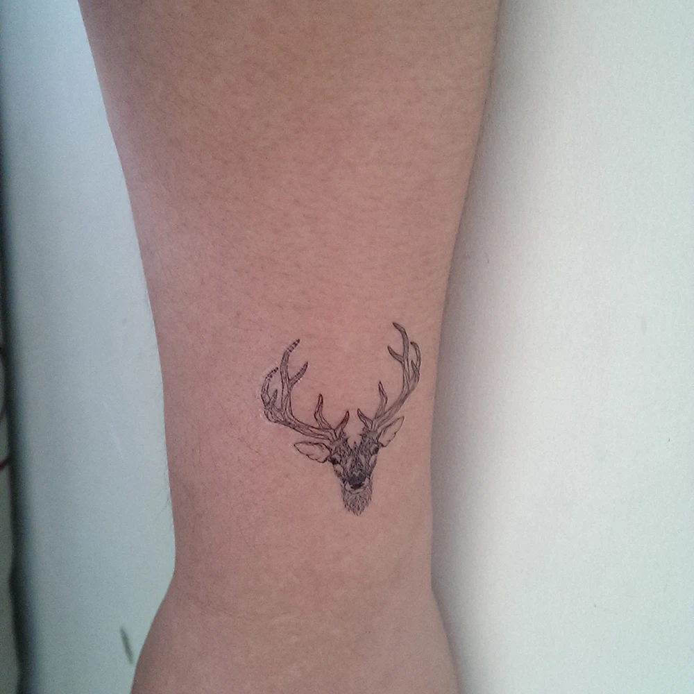 Fake temporary tattoo Water Transfer Deer head antlers Stickers Women Man beauty Body Art Cool Makeup Live of Song X362 | Красота и