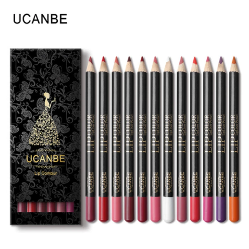 UCANBE бренд 12 Цветов Новый губ Карандаш для макияжа комплект натуральных