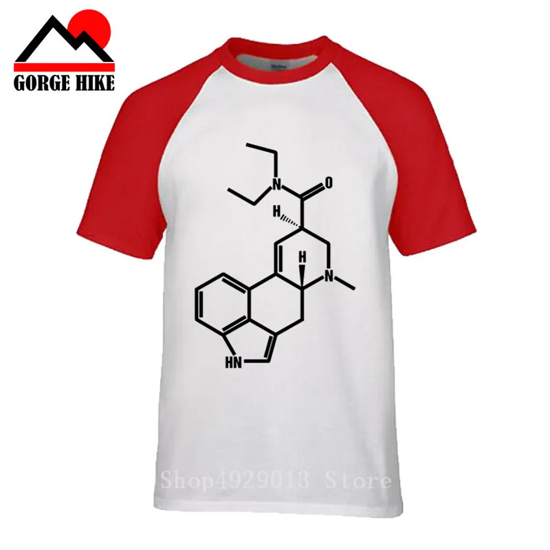 Chemistry Equation Short Sleeve Cotton Scientific Research Man Fashion Round Collar T Shirt Lsd Colored Molecule Tops Tee | Мужская