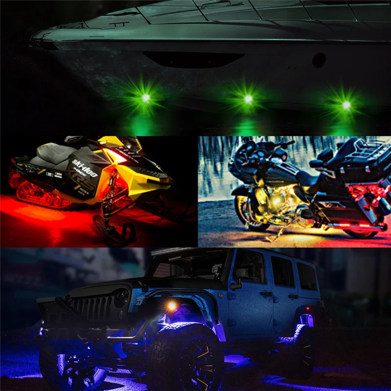 4 Pods RGB светодиодный свет рок лампа комплект совместимый со смартфонами через Bluetooth приложение управление подходит круиз мотоцикл снегоходы UTV ATV для Jeep Wrangler