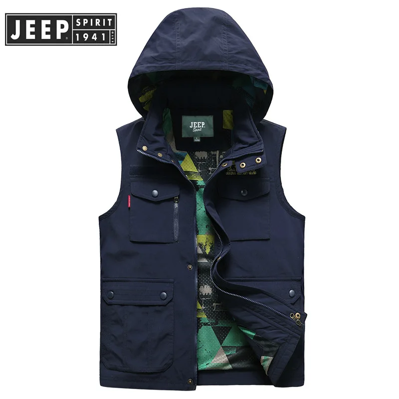 Бренд JEEP SPIRIT, мужской жилет, Повседневный, с капюшоном, воротник, без рукавов, пальто, Мужская Осенняя ветровка, модный жилет, chaleco hombre M-XXXL