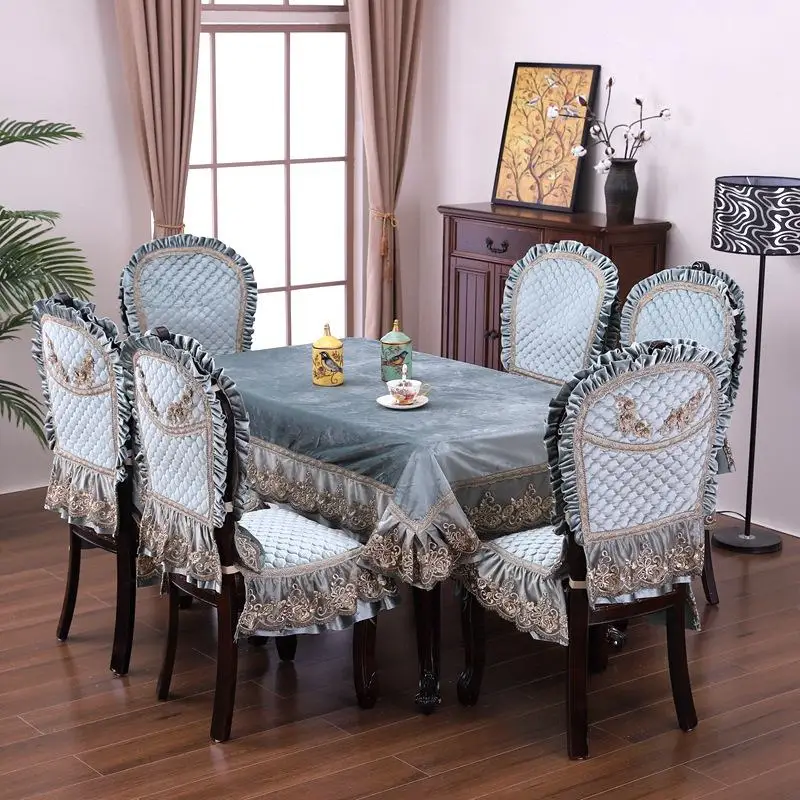 Красная кофейная роскошная кружевная скатерть с цветочным принтом набор