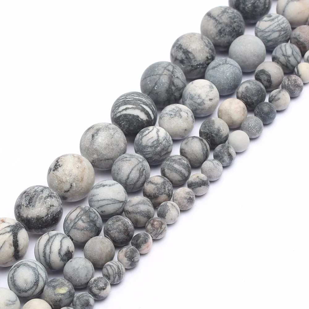 

Natural Stone Beads Dull Polish Matte Spider Web Jasper Round Beads For Jewelry Making 4/6/8/10mm Beaded Bracelet Diy Jewelry