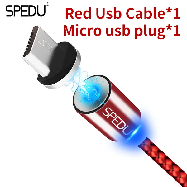 Магнитный Usb зарядный кабель SPEDU для xiaomi mi 8 mi 8 huawei p20 pro lite iphone x 7 8 6s plus se 5S samsung galaxy s8 s9 oneplus - Тип штекера: 1 micro plug 1 Cable