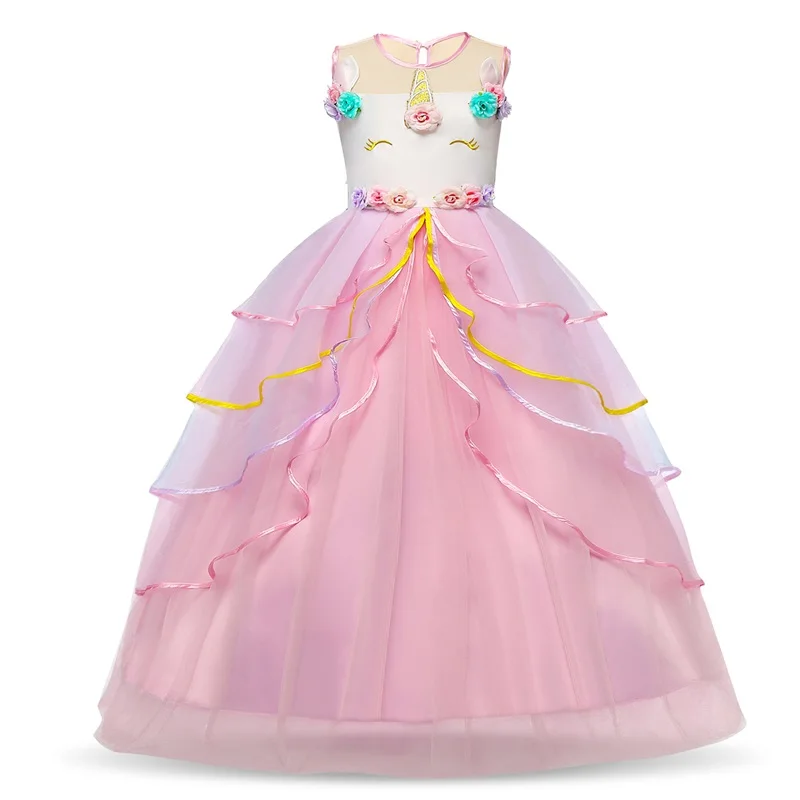 Dress 1 Нарядное платье-пачка принцессы с единорогом; костюм для девочек; свадебное платье; одежда; Детские Платья с цветочным рисунком для девочек; Fantasia Infantil Vestidos - Цвет: Dress 1
