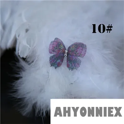 AHYONNIEX двухслойная атласная шифоновая пряжа нашивки «бабочки» ПРИШИТАЯ аппликация для невесты свадебные Детские аксессуары для волос DIY - Цвет: C10