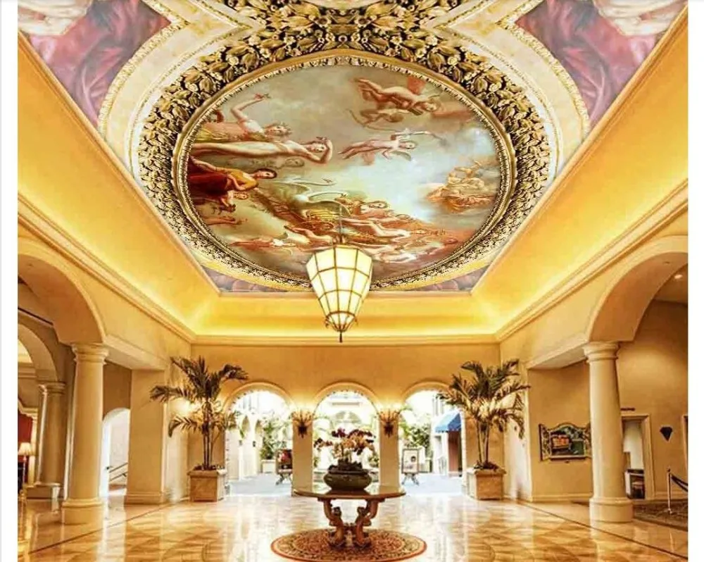 Пользовательские фото обои 3d потолочные фрески цвет резьба эллипс Новая