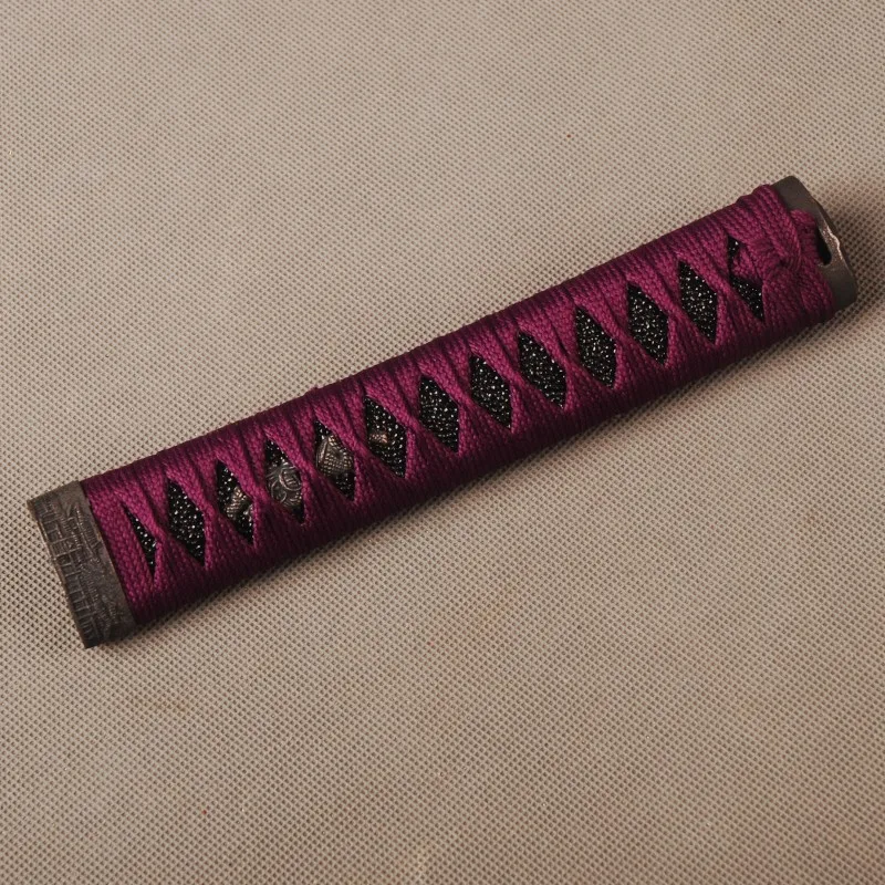 Тонкая ручка Tsuka для японского меча Wakizashi фиолетовый шелк Ito & Имитация Черный Rayskin