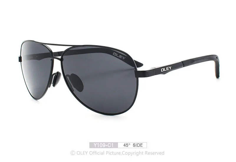 Y109 C1 BOX OLEY Unisex polarized Sunglasses Men luxury brand Women Retro pilot Sun Glasses Classic black lens polaroid UV400 Y109 - Цвет линз: Y109 C1 BOX