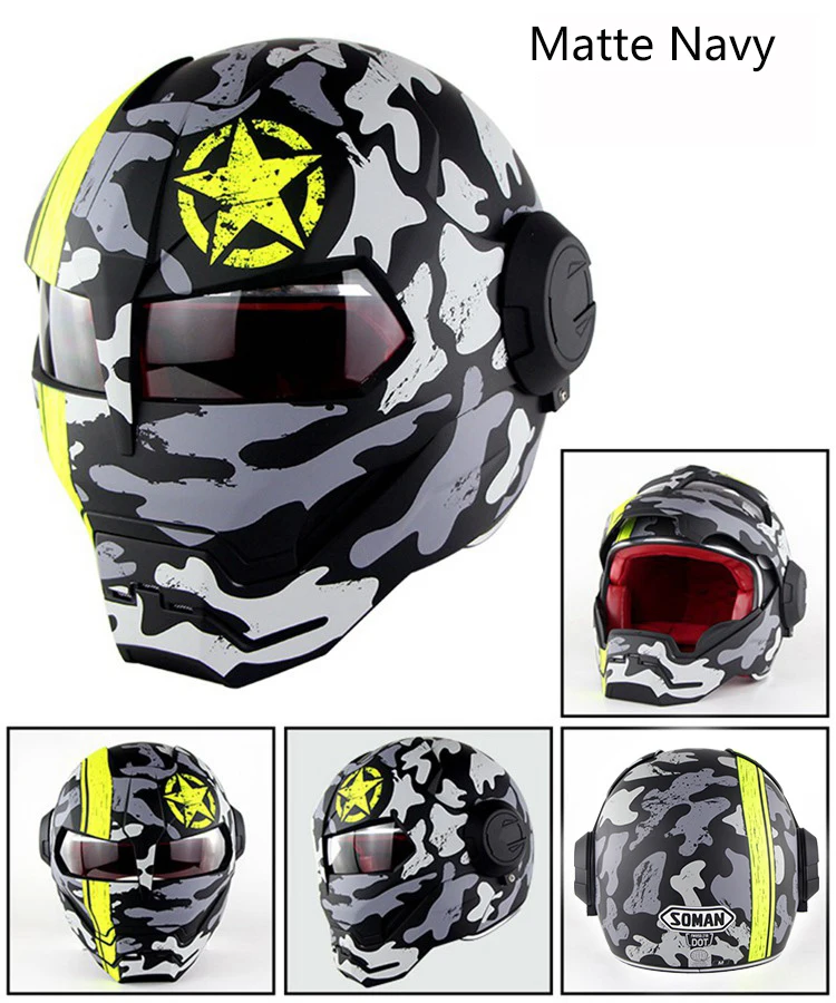 Робот Стиль Ironman Полный мотоциклетный шлем для езды на велосипеде Casco с открытым лицом Capacetes Soman SM515
