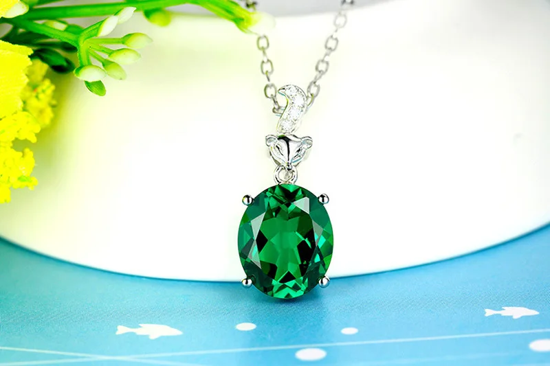 Everoyal Girls Charm Green Crystal Fox Pendant Necklace Jewelry Female Trendy 925 Silver For Women Accessories Lovers | Украшения и