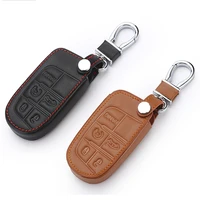 wfmj leather 5 buttons key case cover for chrysler 300 for dodge charger dart challenger durango journey for jeep grand cherokee