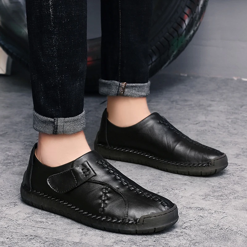 Winter Men Shoes Leather Loafers Mens Moccasins Flats Low Slip On Casual Fashion High Top Big Size 2019 New | Обувь