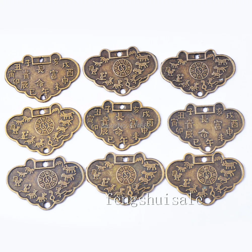 

9pcs Feng Shui Coin Lucky Chinese Fortune Brass Luck Coin Pendant Y1066