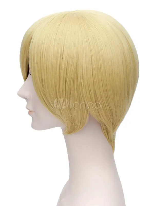 Один кусок Sanji косплей парик блонд прямой короткий Vinsmoke Sanji парик Хэллоуин+ парик шапка