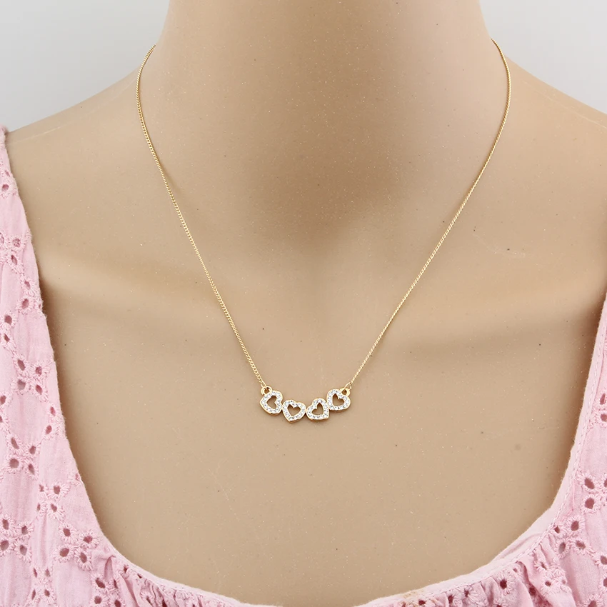 Очаровательные женские ожерелья с сердечками и кулоны золотистого цвета со