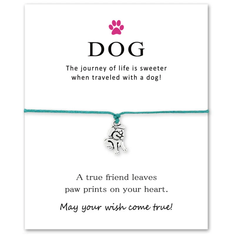 Популярный хит продаж мужской Popualr дружба собака браслет с лапой карта желания