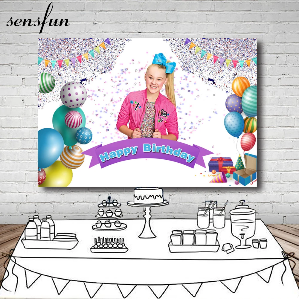 Sensfun овсянка Красочные воздушные шары с днем рождения фон Jojo Siwa праздник фотография фоны индивидуальные 7x5ft винил