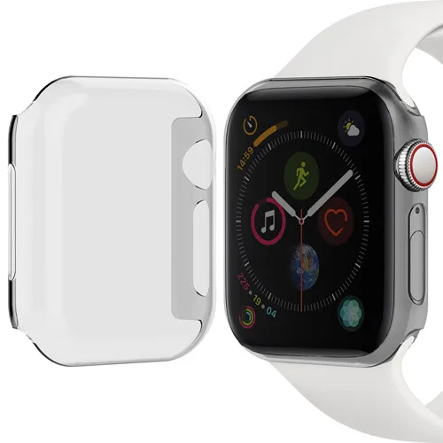 Чехол для часов apple Watch band apple watch 4, 3, 5, чехол 44 мм, 40 мм, iwatch series 4, 5, красочное покрытие, запасная рамка для ПК - Цвет: Transparent black