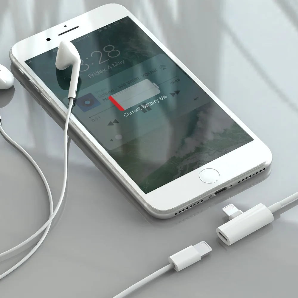 Vogek 2 в 1 освещения кабель Aux адаптер для iPhone 7/8/X наушники разветвитель Apple
