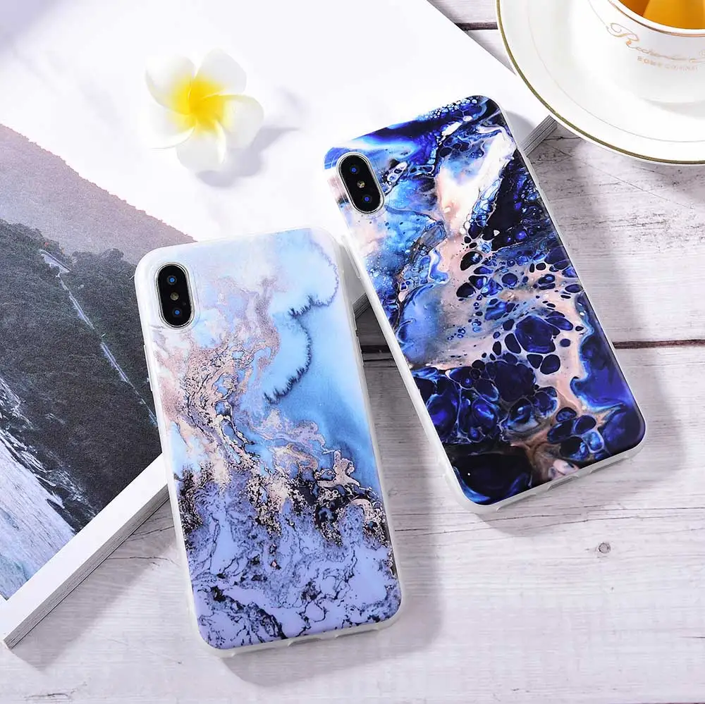 Boucho Cover Case for iphone XS MAX 6 6s 7 8 Plus Phone Cases Lovely Colorful Marble Granite Soft Silicone For XR X |