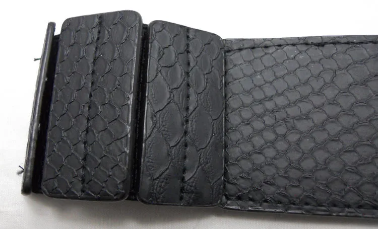 

VOHIO Crocodile fashion women's wide belt cintos femininos decoration duvet coat elastic waist sealing girl elastic contracted