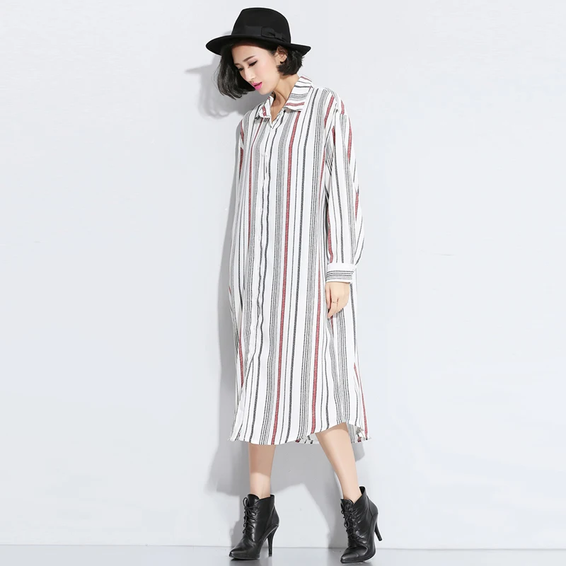 Spring autumn woman fashion stripe long 