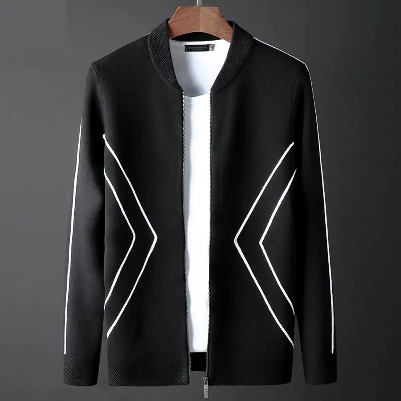

new arrival high quality Spring Men Jacket Knitted Fashion Trend Casual Computer Knitted Mandarin Collar Zipper plus size M-4XL