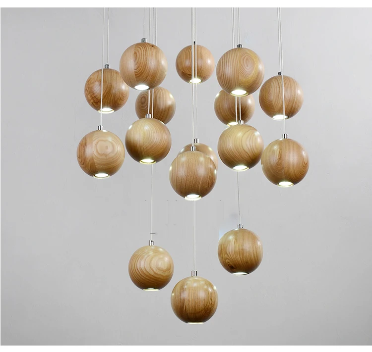 Креативные подвесные светильники в скандинавском стиле с деревянными шариками G4