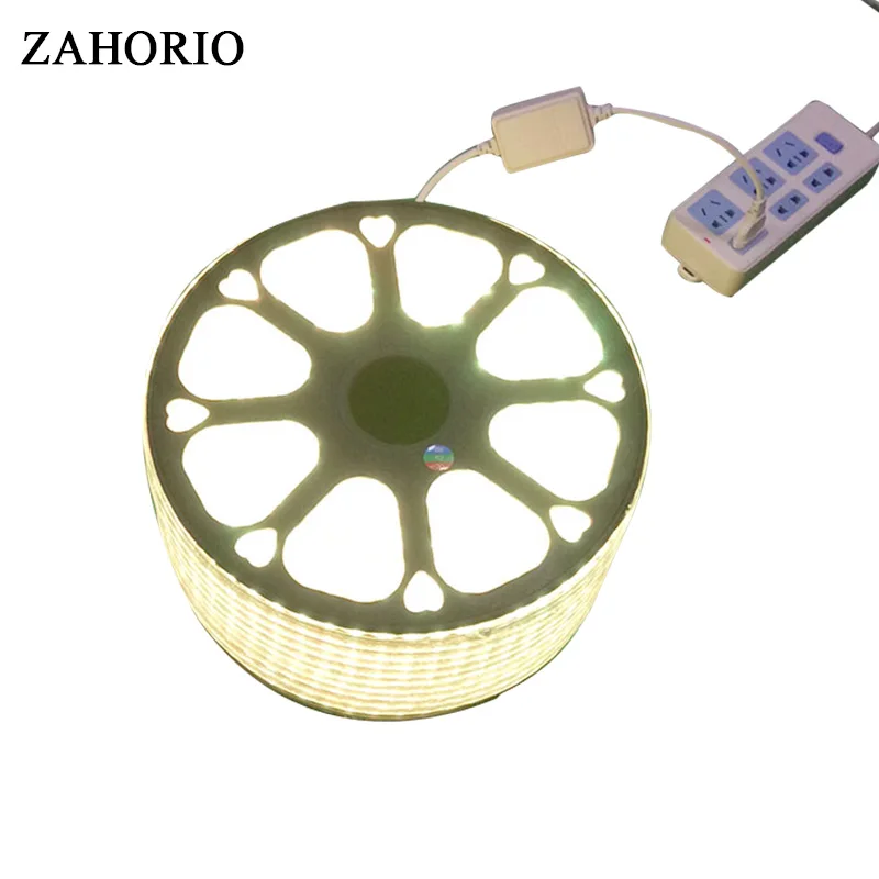 Цветная (RGB) 220V SMD 5050 Светодиодная лента Гибкая светильник 1 м 3 5 10 15 белый/теплый