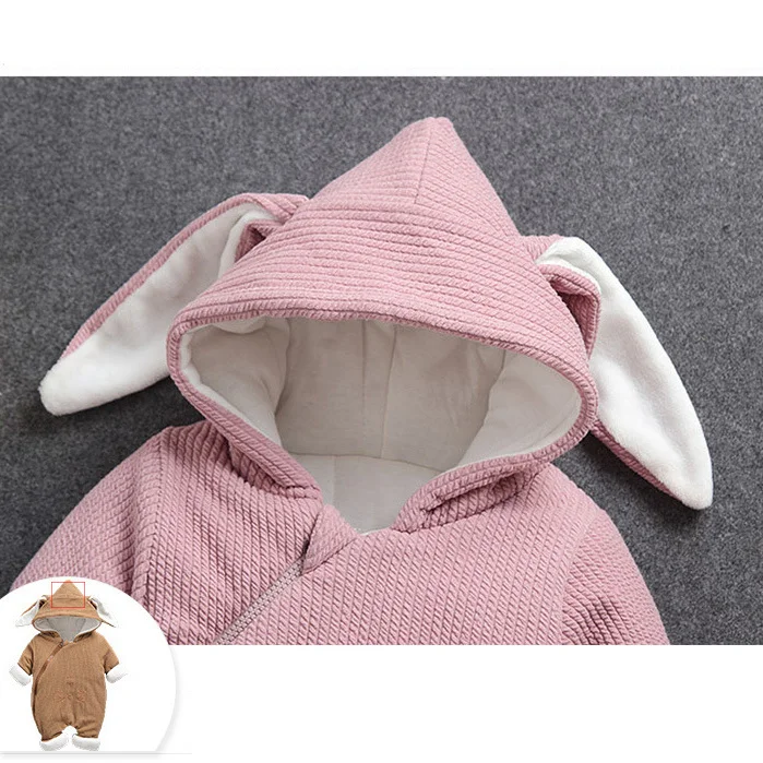 

2020 Newborn Infant Baby Girl Boy Clothes Cute Ear Romper Jumpsuit Playsuit Autumn Winter Thick Warm Bebes Rompers One Piece