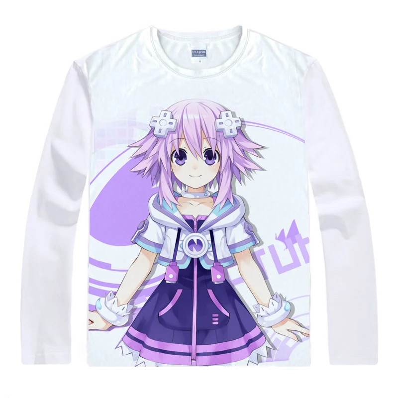 Аниме рубашка Coolprint футболки с длинным рукавом черепаха игры Нептун мульти стиль