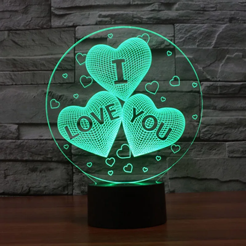TAMPROAD 3D Illusion Lamp I Love You Acrylic Night Light Romantic Valentine's Day Gift for Lover Gradient with USB Line | Лампы и